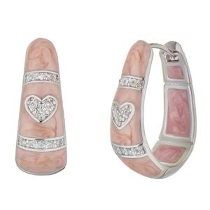 LAUREN G ADAMS Silver Baby Pink Rhodochrosite Love Crystal Huggie Hoop Earrings
